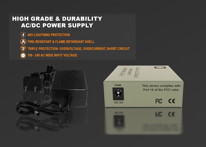 ADNET 2.5G Ethernet to Fiber Media Converter | Dual Fiber SFP Slot Configurable for 1G & 2.5G | Multi-Mode & Single-Mode Optic Fiber Compatible, 2.5GBe 1Gbe 100Mbps Autosensing RJ-45 - Image 3